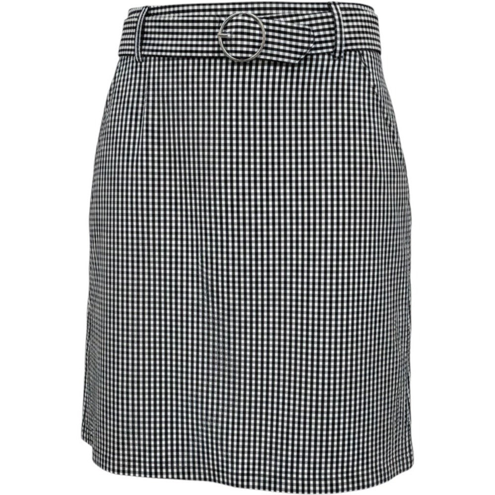 Liz Claiborne Midi Pencil Skirt Womens 14 Navy White Gingham Belted Pockets